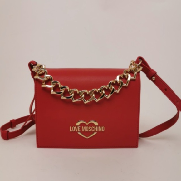 Love Moschino Bags Love Moschino Red Leather Shoulder Bag Nwt